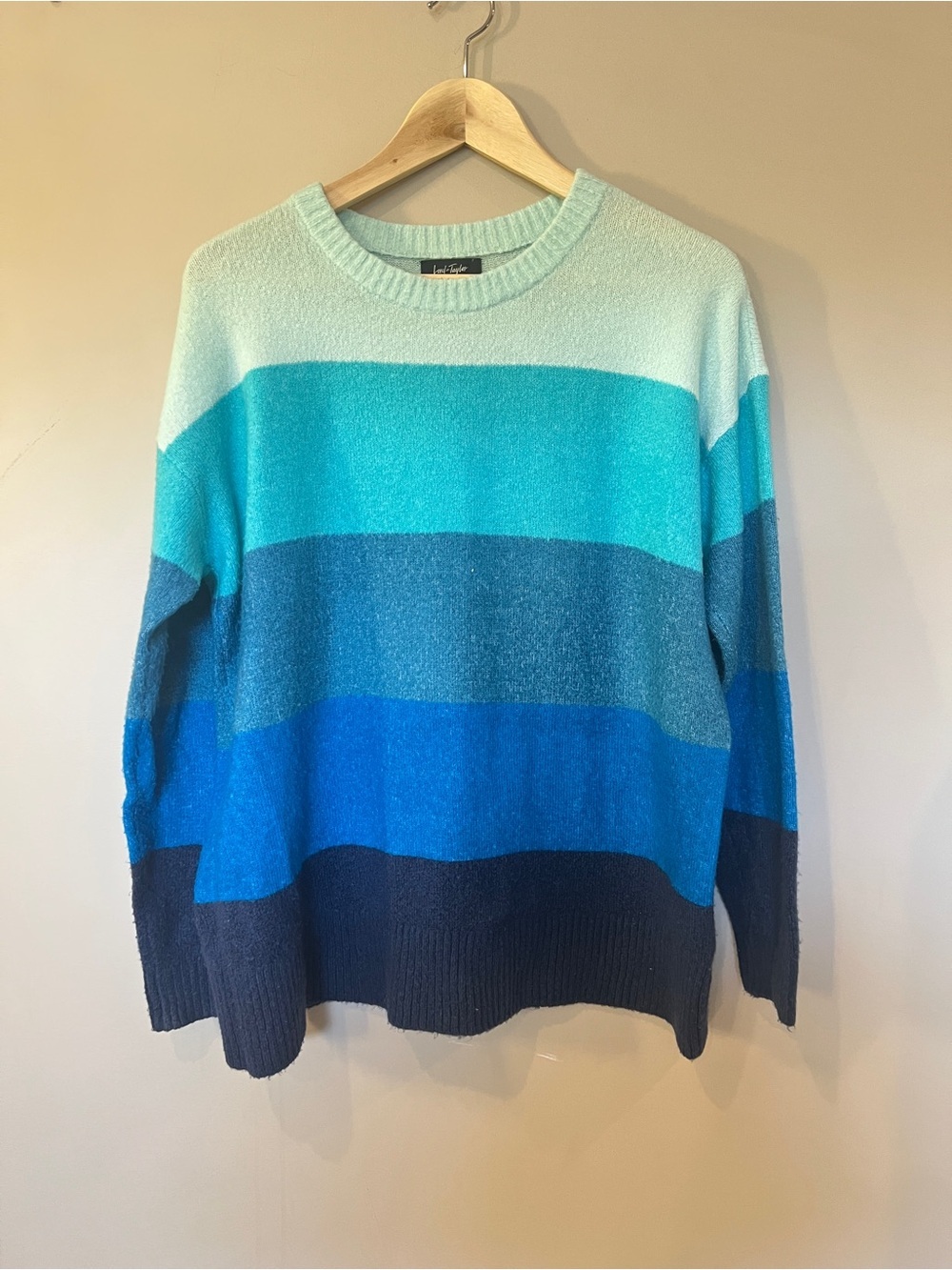 Lord & Taylor Blue Striped Knit Sweater Size Small - Picture 3 of 8